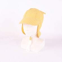 Baby Sun Grid Hat With Neck Flap Adjustable Baby Boys Girls Summer Beach Hat For Traveling Hat - Small Checkered Ear Beach Hat - View 5