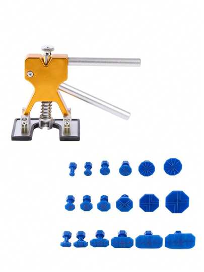 18 piezas Juego de herramientas para reparación de abolladuras de coche (incluye extractor de abolladuras) - Juego de herramientas para eliminación de abolladuras sin pintura para reparar abolladuras, golpes y daños por granizo en la carrocería del coche