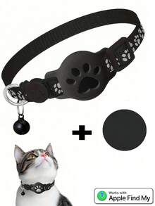 1件装宠物猫项圈，带苹果“查找我的追踪器”功能，可调节反光猫项圈，尺寸7-9英寸，动物印花设计，可拆卸项圈，仅适用于猫，不适用于安卓设备 - 彩色 - 查看 13