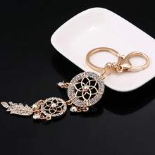 1pc Shiny Crystal Dream Catcher Keychain, Rhinestone Sparkling Keychain, Charm Car/Bag Accessory - Gold - View 9