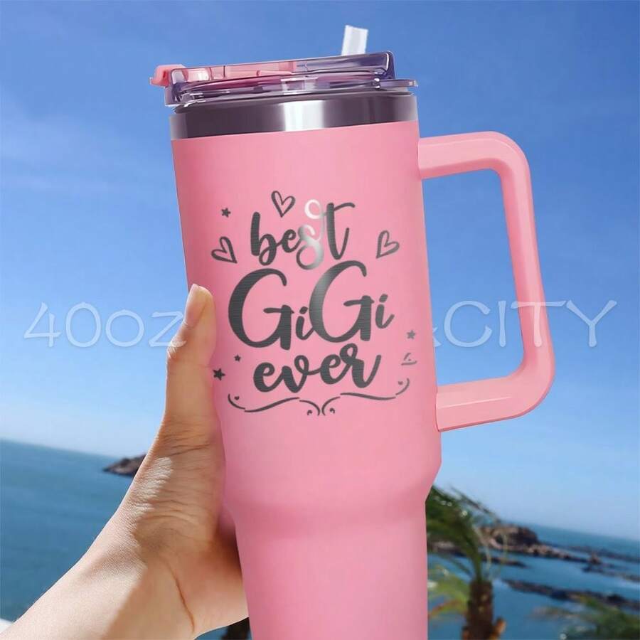 1pc,40 Oz Cup, 40oz Cup Stainless Steel Vacuum Insulated Tumbler With Lid And Straw For Water, Iced Tea Or Coffee, Smoothie And More, 40oz Reusable Double Walled Vacuum Insulated Stainless Steel Water Bottle With Handle For Outdoor Activities, Camping - Multicolor - View 1