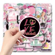 61PCS Pink Pickleball Stickers High Quality Stickers Decals Scrapbook,Journaling,Laptop,Bumper,Skateboard,Water Bottles,Computer,Phone Stickers Can Bring A Lot Of Fun To Your Life,The Perfect Gift For Adults - Multicolor - View 4
