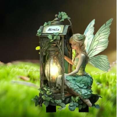 Estaca de jardín plana de acrílico 2D con gnomo sosteniendo una linterna, decoración de estilo bohemio - Adecuado para jardín, patio, granja, decoración exterior, regalo festivo, exhibición de bonsái, adorno de escritorio