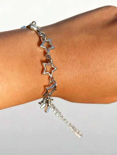 1 pieza Brazalete de estrella hueca de moda, adecuado para el uso casual diario de las mujeres, regalo de cumpleaños