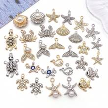 5/30 Peças Sortidas de Encantos de Animais Marinhos de Cristal e Strass, Tartaruga, Concha, Estrela-do-mar, Peixe, Pingentes Pendurados para Pulseiras, Colares, Brincos, Fabricação e Artesanato - Multicolorido - Visão 8