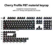 PBT材质Cherry轴高度键帽套装，碳纤维纹理，侧刻透光背光键帽，适用于Cherry MX十字轴，兼容6.25U空格键的机械键盘，适合游戏和办公使用，仅包含键帽。 - 查看 15