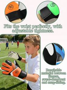 1 Pair Professional Soccer Goalkeeper Gloves, Non-Slip Finger Protection, Essential For Match And Training, Anti-Slip & Durable, Palm Cushion, Suitable For Youth, Adjustable Wrist - Multicolor - View 5