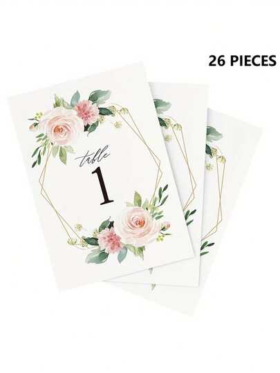 26pcs Double-Sided Wedding Table Number Cards (1-25, 1-15), Green Eucalyptus Table Cards For Birthday Wedding Party, Country Wedding, Reception, Party, Event, Includes Head Table, Double-Sided Cards, Party Centerpiece Decor, Suitable For Wedding Reception, Baby Shower, Birthday, Bridal Shower