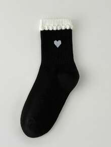 3双休闲百搭运动条纹中筒袜 - 黑與白 - 查看 6