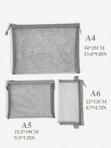 3 Pcs Nylon Mesh File Organizer Bag Set A4 A5 A6 Document Pouch For School Office Travel Cosmetic Stationery Storage - Mesh Bags - View 8
