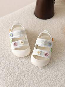 1 Pair Baby Girls' Sandals, Princess Style Versatile Closed Toe Breathable Non-Slip Summer New Toddler Walking Shoes - Beige - View 5