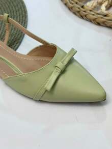 Women's Comfortable Slingback Flat Shoe Milli Pointed Toe With Bow - Modern Casual - 薄荷綠 - 查看 2