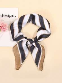 1条仿丝印花领巾，多功能头巾/发带，适合日常使用 - 彩色 - 查看 2