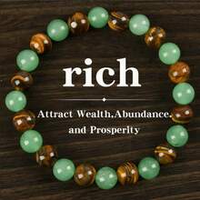 1pc Money Attraction Bracelet With Green Tiger Eye - Blue Friendship Bracelet Beaded Jewelry Protection Bracelet Encouragement Gift Fashion Artificial Bracelet Of The Day Colorblock Beaded Crystal Bracelet - A - 查看 7