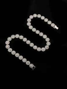 2pcs Luxury Rhinestone Encrusted Round Necklace + Bracelet Set, Gift For Mother, Girlfriend, Birthday, Holiday - Multicolor - View 4