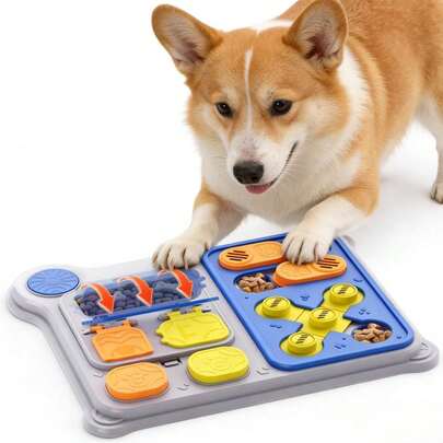 互动式狗狗玩具，解闷益智零食分配玩具，幼犬喂食玩具，适合小型和大型犬（大型，蓝/绿色）