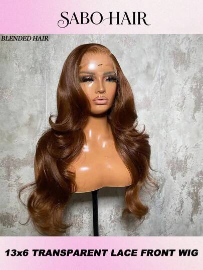 13x6 Body Wave Lace Front Brown Color Wigs Human Blended Hair Pre Plucked HD Transparent Lace Frontal Wigs 200% Density Glueless Wigs With Baby Hair For Women 26 Inch Wig