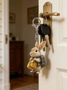 [2D Flat] Cute Bunny Acrylic Keychain, Hanging Ornament, (2D Acrylic Plane) One Backpack Rabbit, Adorable Animal Keyring For Women, Girls And Students - Perfect Bag Charm, Purse Accessory And Backpack Pendant - Ideal Birthday Gift, Daily Use, Car Suspension, Fun Decoration, Home Decor, Backpack Accessory - Lightweight, Durable, And Fashionable Key Accessory For Bags, Keys, And Lanyards, Souvenirs, Easter Gifts - Multicolor - View 10