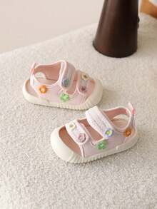 1 Pair Baby Sandals, Sweet & Breathable Soft Sole Anti-Slip Summer Infant Toddler Girl Walking Shoes - Pink - View 2