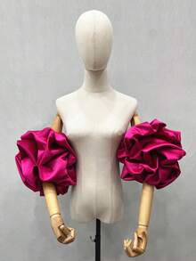 1 chiếc vòng tay cô dâu bằng satin xếp ly hình cánh hoa, màu đỏ. - Nhiều màu - Xem 6