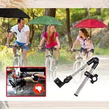 1 pieza Soporte ajustable de 180° para paraguas de bicicleta, cochecito, silla de ruedas, accesorio para exteriores - Negro - Ver 6