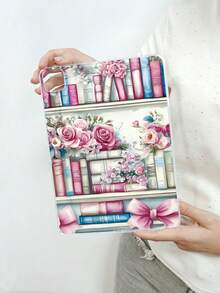 1个粉色书架玫瑰印花透明防震保护套，可爱粉色蝴蝶结设计，适合爱书人士、少女心爱好者，生日、周年纪念、返校、毕业礼物及日常使用。 - 無色 - 查看 47