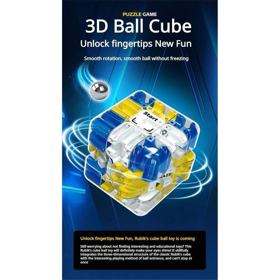 3D Ball Maze Cube Puzzle-Educational Logic Cube For Kids,Parent-Child Battle Game, Stress Relief Toy For Logical Thinkin Training - Xanh và trắng - Xem 1