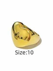 1pc Exaggerated Big Heart 316 Stainless Steel Vacuum Electroplated Waterproof Fade-Resistant Hypoallergenic Fashion Ring, Suitable For Exaggerated Casual Style, Work Commute, Daily Entertainment, Beach Vacation - Extra Large Heart - View 18