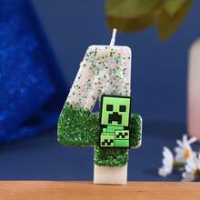 Nến sinh nhật số chủ đề Creeper trong Minecraft, nến trang trí bánh không khói, hiệu ứng ombre lấp lánh, trang trí tiệc sinh nhật cho trẻ em, trang trí bánh sinh nhật cho người lớn và trẻ em theo chủ đề Minecraft, màu xanh lá cây. - Mảnh duy nhất - Xem 15