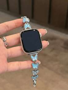 1 条女士镀金蝴蝶表带，兼容 38/40/41/42/44/45/46/49 毫米表盘，兼容 Ultra/SE10/9/8/7/6/5/4/3/2/1 型号。 - 藍色 - 查看 4