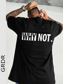 Tricou GRDR pentru bărbați, stil american, cu guler rotund și mânecă scurtă, confortabil și la modă - Negru - Vizualizare 7