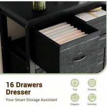 Beaully 16 Drawer Dresser For Bedroom, 51.2inch Fabric Chest Of Drawers Organizer Unit For Closets, Living Room, Hallway - 黑色 - 查看 6