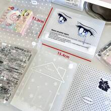 1pc A6 Size Linen Snowflake Frosted Desktop Mini Card Sticker Storage Box, Transparent Dust-Proof Card Organizer School Supplies - Rectangle - View 9