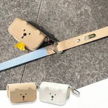 1pc Leather Dog Poop Bag Holder, Cute Pet Waste Bag Dispenser, Convenient Dog Poop Bag Carrier - Multicolor - View 1