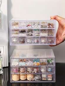 3/5 Tier Jewelry Storage Box, Transparent Dust-Proof Desktop Organizer For Necklaces, Earrings, Rings And Small Accessories - Multicolor - View 4