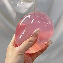 1个粉色水晶大苹果造型挤压玩具，慢回弹减压玩具，超薄可塑性奶油质感手工挤压球 - 彩色 - 查看 4