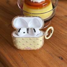 极简半透明乳黄色紫色波点挂环耳机保护套，兼容 Pro 2，可爱 Apple 4 极简 3 新款 1/2 代耳机保护套，女士款 - 黃色 - 查看 5