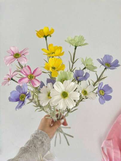 1 pieza/3 piezas Tallos de flores de cosmos de 17 pulgadas - Ramo de margaritas bohemias, flores silvestres artificiales para decoración del hogar, centro de mesa floral DIY para bodas, flores de margarita artificiales para mesa/fotografía, centro de mesa de bodas, flora, decoraciones de primavera, decoración de bodas