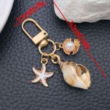 Minimalist Acrylic Ocean Conch Shell Shellfish Rhinestone Pearl U-Shaped Keychain Creative Backpack Key Pendant - Multicolor - View 11