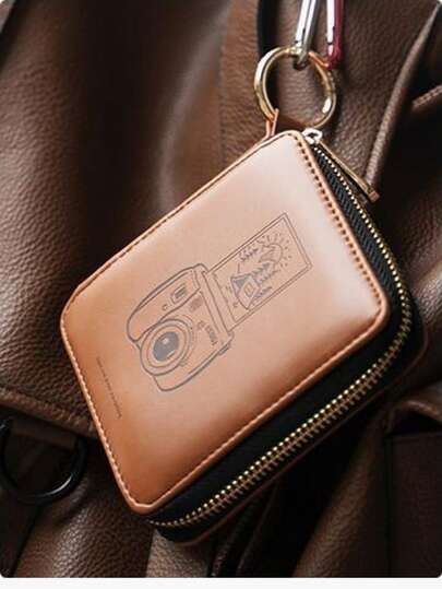 1个3英寸迷你相册 - 配有背包挂钩、拉链口袋、卡槽和简约仿皮封面，可容纳50张照片，适用于2026年拍立得相机配件，春季校园伴侣，复活节通勤收纳包，母亲节纪念品，旅行必备，随时随地轻松拍照