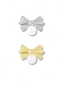10颗金银3D蝴蝶结美甲水钻，奢华铜锆石美甲饰品，简约百搭可爱美甲装饰，美甲宝石 - 彩色 - 查看 6