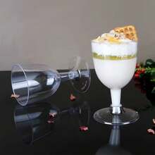 1 pieza Vaso con pie de alta calidad, diseño minimalista a rayas, gran capacidad, resistente al calor y al frío, adecuado para cocina, restaurante, café, jugo y diversas bebidas - transparente - Ver 2