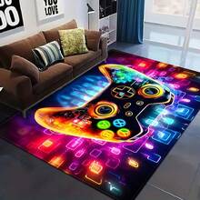 1pc Game Controller Decor Carpet, Decorative Rug, Bedroom Decor, Small Rug, Carpet, Home Decor, Living Room Carpet, Living Room Small Rug, Bedroom Rug, Living Room Home Decor, Outdoor Rug, Washable Carpet - Multicolor - View 2