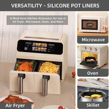 1pc Black Air Fryer Inner Pot Liner, Air Fryer Kitchen Accessories, Valentine's Day, Baking Supplies - Black - View 5