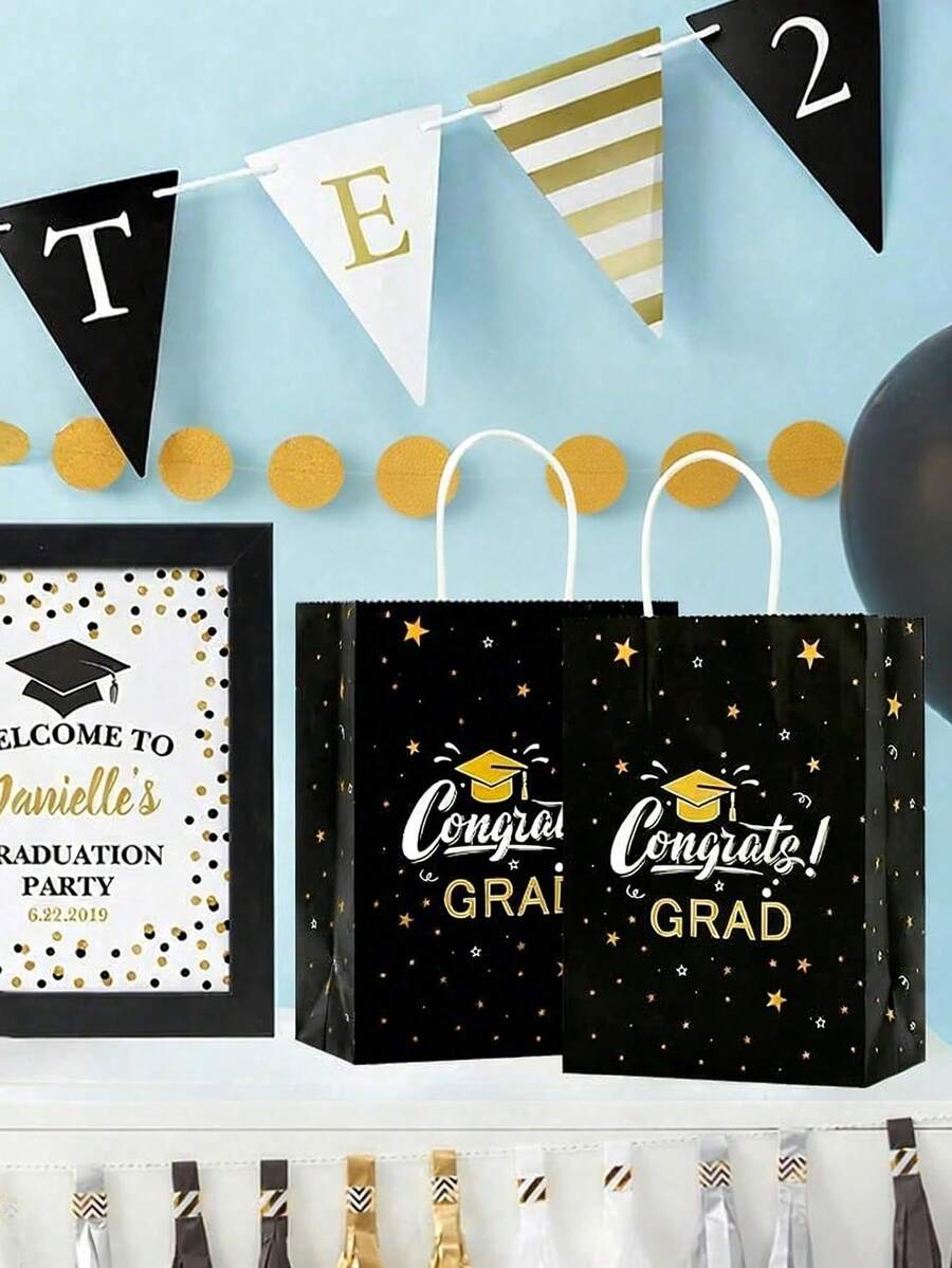 12 pezzi/4 pezzi/1 pezzo Borse di carta a tema laurea, borse di carta kraft bianche, borse regalo per feste di compleanno, borse shopping per gioielli, borse per confezioni regalo di cosmetici e caramelle, borse regalo per congratulazioni per la laurea, borse per omaggi per feste, borse regalo fatte a mano, borse di carta per caramelle, decorazioni per omaggi per feste, forniture per feste, decorazioni per vacanze - multicolore - Visualizzare 1