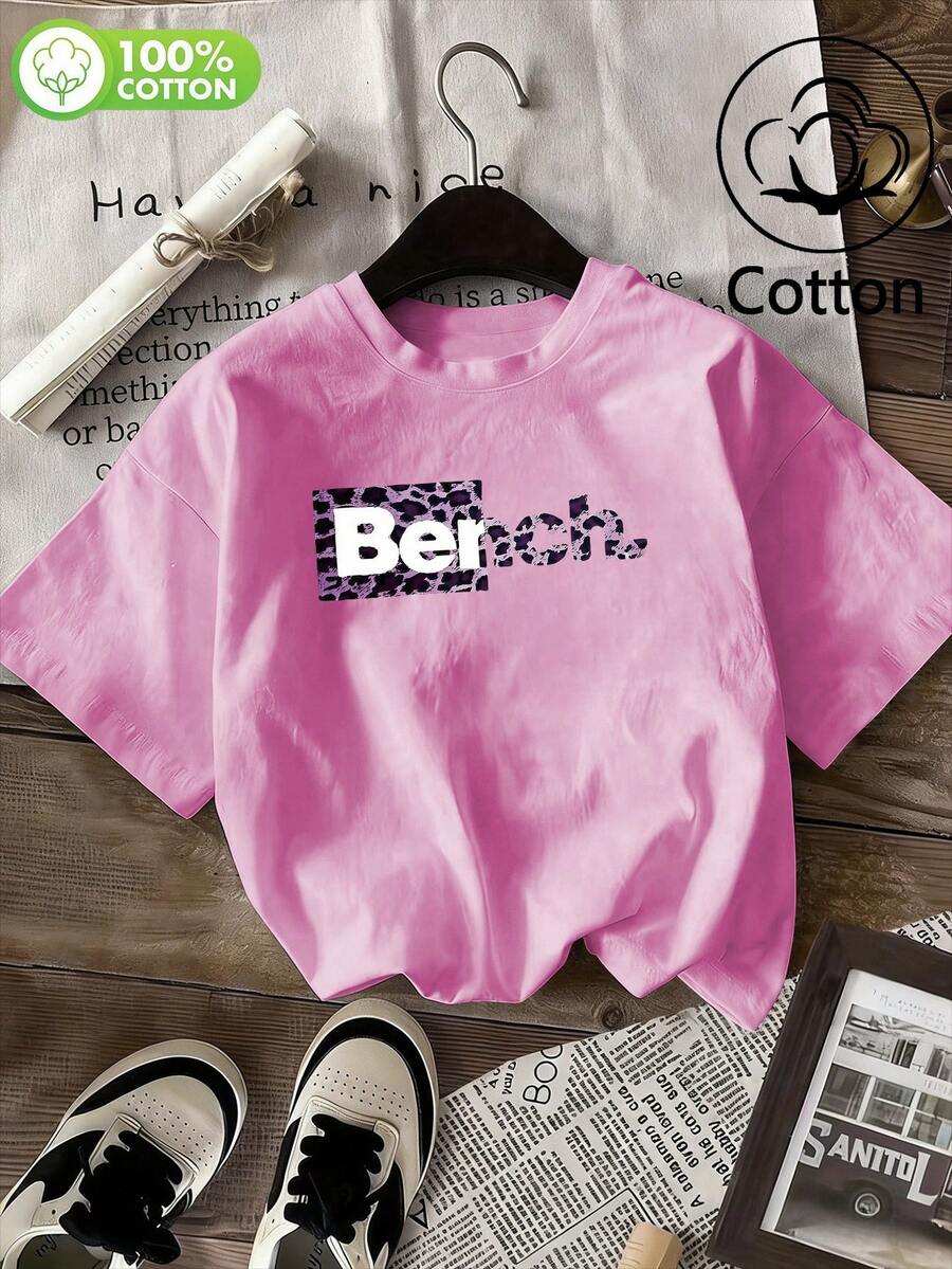 Felpa da donna nuova autunno/inverno regalo speciale di Natale, stampa leopardata rosa LOGO Bench maniche lunghe, vestibilità ampia per uso quotidiano, stile street, estate, primavera, San Valentino, carnevale, spiaggia, festa, matrimonio, compleanno, palestra, uscita, elegante, vacanza