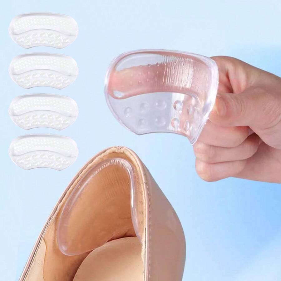 4pcs Super Soft Silicone Heel Grips, Anti-Friction, Anti-Slip For Women High Heels, Fits Most Sizes, Adjustable Half Size - Multicolor - View 1