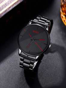 Đồng hồ nam công sở phong cách công nghiệp, mặt tròn, máy quartz, thích hợp đeo hàng ngày, làm quà tặng sinh nhật, hoặc làm quà tặng cho bản thân hay bạn bè (không bao gồm hộp đựng đồng hồ). - màu đen - Xem 5