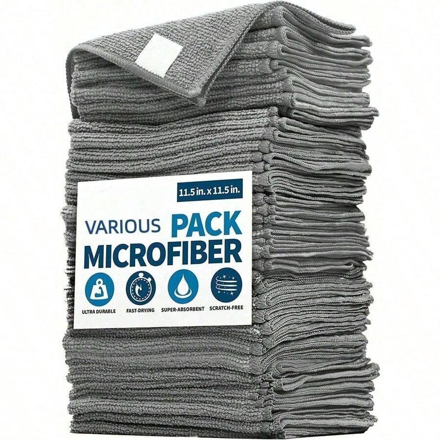 Juego de paños de limpieza multicolor, adecuados para superficies planas, ultra suaves, de secado rápido y absorbentes para la cocina, el baño, el hogar y los proveedores domésticos, con múltiples opciones de color (negro, gris, colores mezclados) - Multicolor - Ver 1