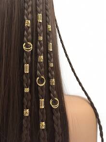 40PCS Gold Hair Cuffs Braids Jewelry Multi Style Braid Clips Loc Dreadlock Accessories Metal Hair Rings NonPiercing Ear Clips Hair Decoration For Girls - Gold - View 2
